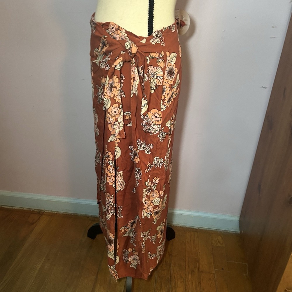 Free People Sunray Sarong Floral Midi Skirt Size 10 - Picture 3 of 12